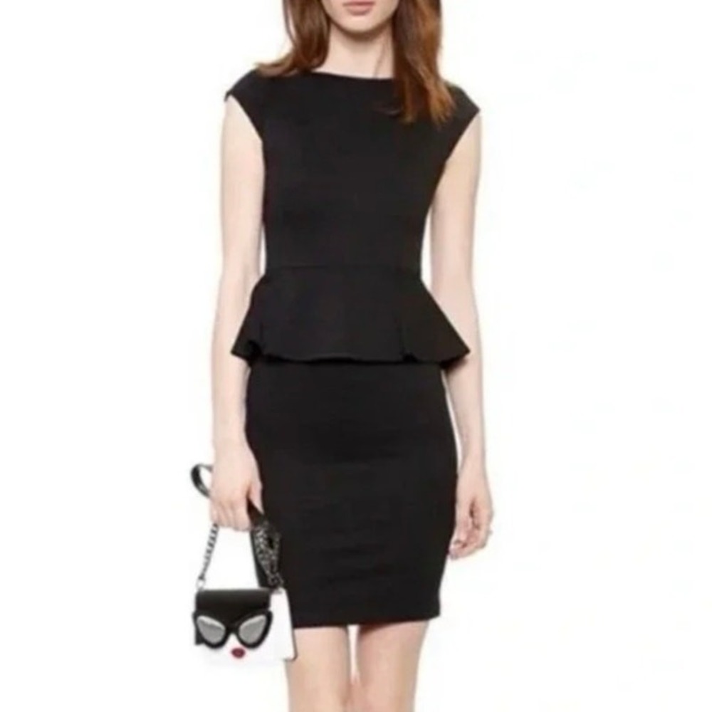 Alice + Olivia Victoria Black Peplum Dress XS Cocktail Work‎ Mini